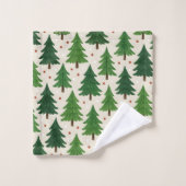 Groene dennenbomen vakantie Waterverf Botanical Bad Handdoek (Wasdoekje)