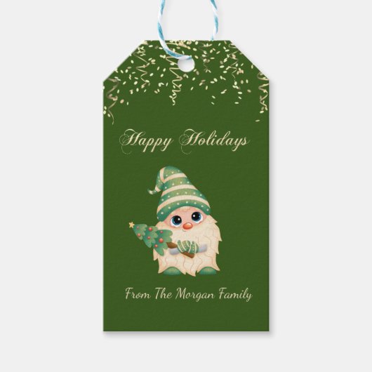 Groene dennenboom,Confetti,Groen Cadeaulabel (Voorkant)