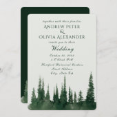 Groene dennenboom Evergreen Bos bruiloft Kaart (Voorkant / Achterkant)