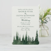 Groene dennenboom Evergreen Bos bruiloft Kaart (Staand voorkant)