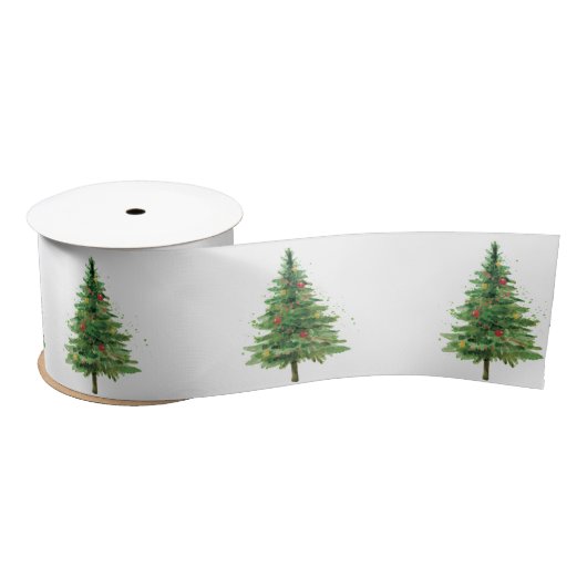 Groene dennenboom kerstballen satijnen lint (Spoel)