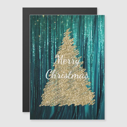 Groene dennenboom met turquoise lint en goud (Voorkant / Achterkant)