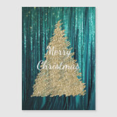 Groene dennenboom met turquoise lint en gouden gli (Voorkant)