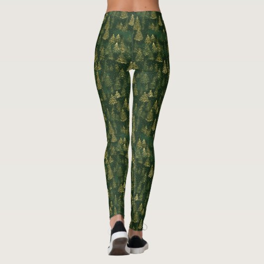 Groene dennenboom patroon leggings (Achterkant)