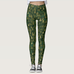 Groene dennenboom patroon leggings