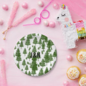 Groene dennenboom rustieke landelijke trouwborden papieren bordje (Feest)