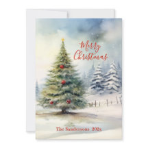 Groene Dennenboom Vintage Kerstboom Kaart