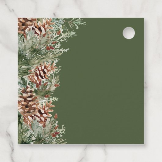 Groene dennenbruiloft bedankjes labels (Achterkant)