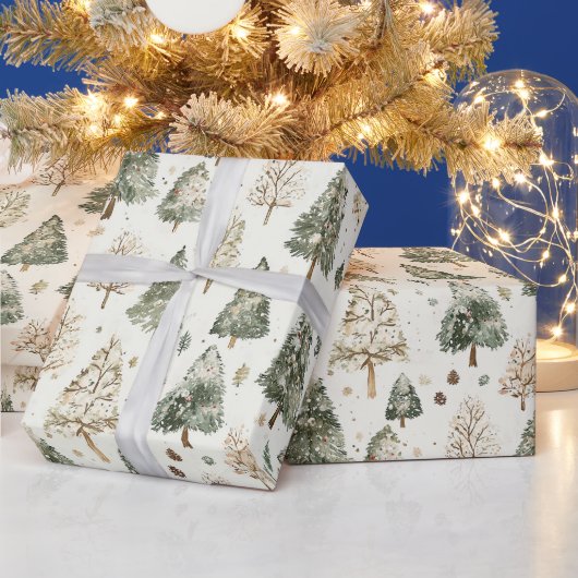 Groene Dennencrème Kerstbomen Cadeaupapier (Feestdagen)