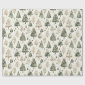 Groene Dennencrème Kerstbomen Cadeaupapier (Vlak)