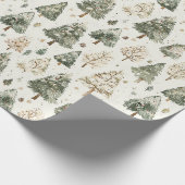 Groene Dennencrème Kerstbomen Cadeaupapier (Hoek)