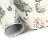 Groene Dennencrème Kerstbomen Cadeaupapier (Rol Hoek)