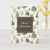 Groene Dennenkegels Kerst Kaart (Gele Bloem)