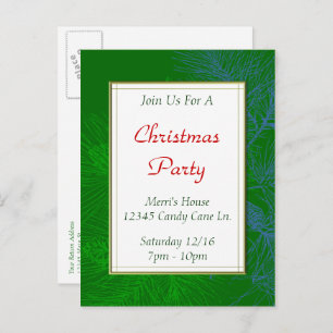 Groene dennenpatroon Custom Christmas Party Briefk Briefkaart