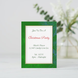 Groene dennenpatroon Custom Christmas Party Briefk Briefkaart