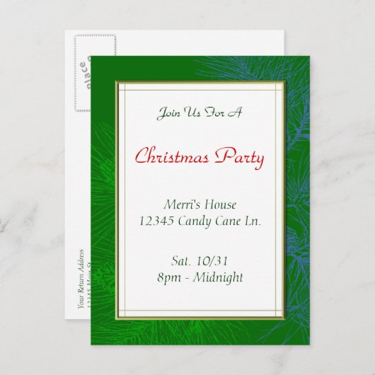 Groene dennenpatroon Custom Christmas Party Briefk Briefkaart (Voorkant / Achterkant)