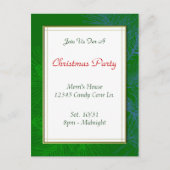 Groene dennenpatroon Custom Christmas Party Briefk Briefkaart (Voorkant)