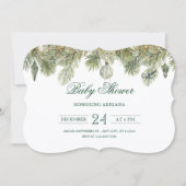 Groene dennentak baby shower kaart (Voorkant)