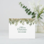 Groene dennentak met kerstversieringen briefkaart (Staand voorkant)