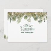 Groene dennentak met kerstversieringen briefkaart (Voorkant / Achterkant)