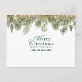 Groene dennentak met kerstversieringen briefkaart (Voorkant)