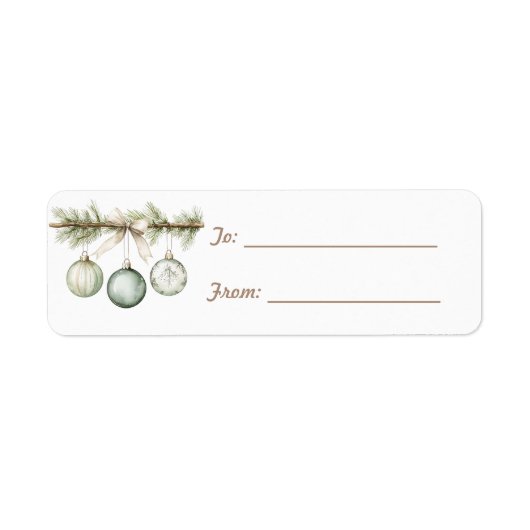 Groene Dennentak Ornamenten Kerst Etiket (Voorkant)