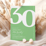 Groene Dertig 30ste Verjaardag Uitnodigingen<br><div class="desc">Introductie van een trendy groen-witte 30e verjaardagsfeestuitnodiging die de ouderwetse charme van het gedurfde Serif-lettertype '30' naadloos combineert met een eigentijdse,  gebruiksvriendelijke personaliseerbare sjabloon. Deze uitnodiging is niet alleen een kaart,  het is een zinvolle aandenken om de mijlpaal van het draaien van 30 te koesteren.</div>