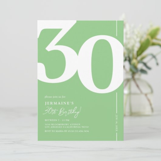 Groene Dertig 30ste Verjaardag Uitnodigingen (Staand voorkant)
