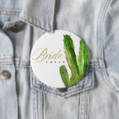 GROENE DESERT CACTUS FOLIAGE WATERVERF BRIDE SQUAD RONDE BUTTON 4,0 CM (In situ)