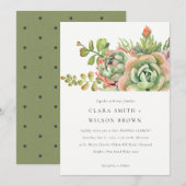 GROENE DESERT SUCCULENT CACTI FOLIAGE BUNCH WEDDIN KAART (Voorkant / Achterkant)