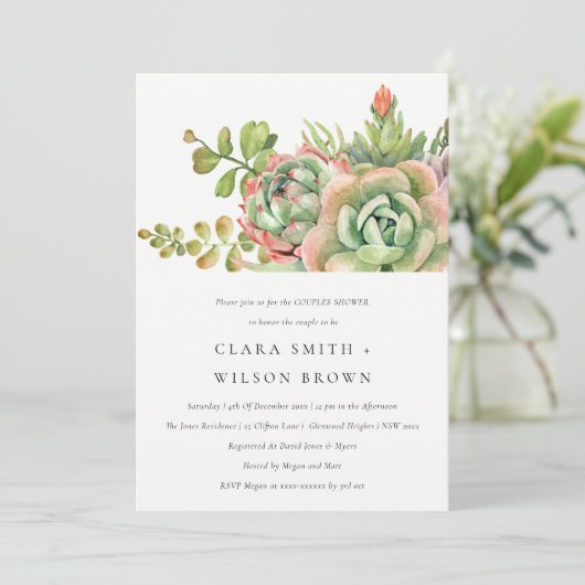 GROENE DESERT SUCCULENT CACTI FOLIAGE COUPLE SHOWE KAART (Staand voorkant)