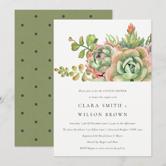 GROENE DESERT SUCCULENT CACTI FOLIAGE COUPLE SHOWE KAART (Voorkant / Achterkant)