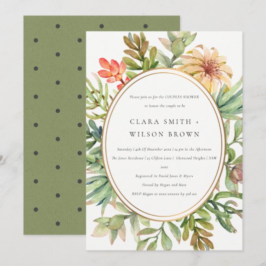 GROENE DESERT SUCCULENT CACTI FOLIAGE COUPLE SHOWE KAART (Voorkant / Achterkant)