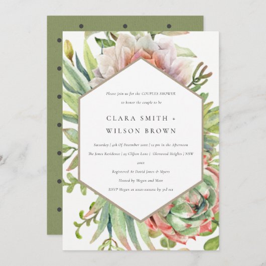 GROENE DESERT SUCCULENT CACTI FOLIAGE COUPLE SHOWE KAART (Voorkant / Achterkant)