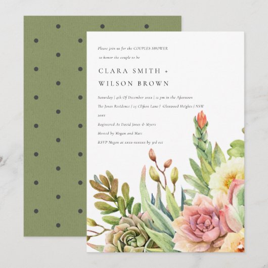 GROENE DESERT SUCCULENT CACTI FOLIAGE COUPLE SHOWE KAART (Voorkant / Achterkant)