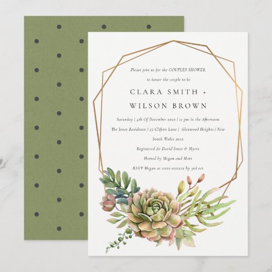 GROENE DESERT SUCCULENT CACTI FOLIAGE COUPLE SHOWE KAART (Voorkant / Achterkant)