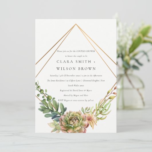 GROENE DESERT SUCCULENT CACTI FOLIAGE COUPLE SHOWE KAART (Staand voorkant)