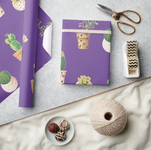 Groene dessert Succulent Cactus in Pots Cadeaupapier (Crafts)