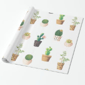 Groene dessert Succulent Cactus in Pots Cadeaupapier (Uitgerold)