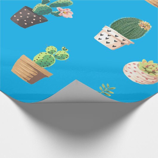 Groene dessert Succulent Cactus in Pots Cadeaupapier (Hoek)