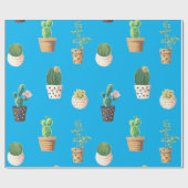 Groene dessert Succulent Cactus in Pots Cadeaupapier (Vlak)