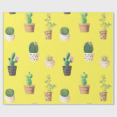 Groene dessert Succulent Cactus in Pots Cadeaupapier (Vlak)