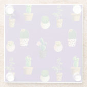 Groene dessert Succulent Cactus in Pots Glazen Onderzetter (Achterkant)