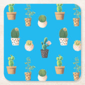 Groene dessert Succulent Cactus in Pots Kartonnen Onderzetters (Voorkant)