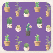 Groene dessert Succulent Cactus in Pots Kartonnen Onderzetters (Voorkant)