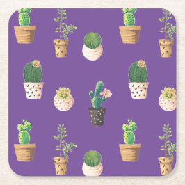 Groene dessert Succulent Cactus in Pots Kartonnen Onderzetters