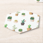 Groene dessert Succulent Cactus in Pots Kartonnen Onderzetters (Schuin)