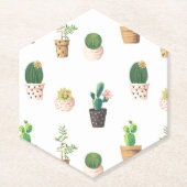 Groene dessert Succulent Cactus in Pots Kartonnen Onderzetters (Voorkant)