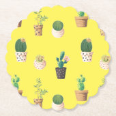 Groene dessert Succulent Cactus in Pots Kartonnen Onderzetters (Voorkant)