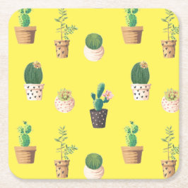 Groene dessert Succulent Cactus in Pots Kartonnen Onderzetters